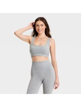 JoyLab Women's Washed Jersey Sports Bra - Heather Gray XXS or XS